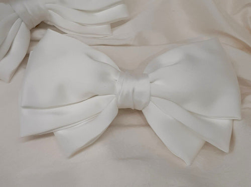 Micaela - silky bridal satin bow hair clip