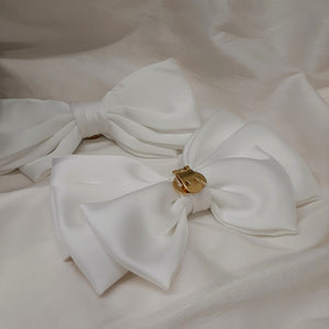 Micaela - silky bridal satin bow shoe clips