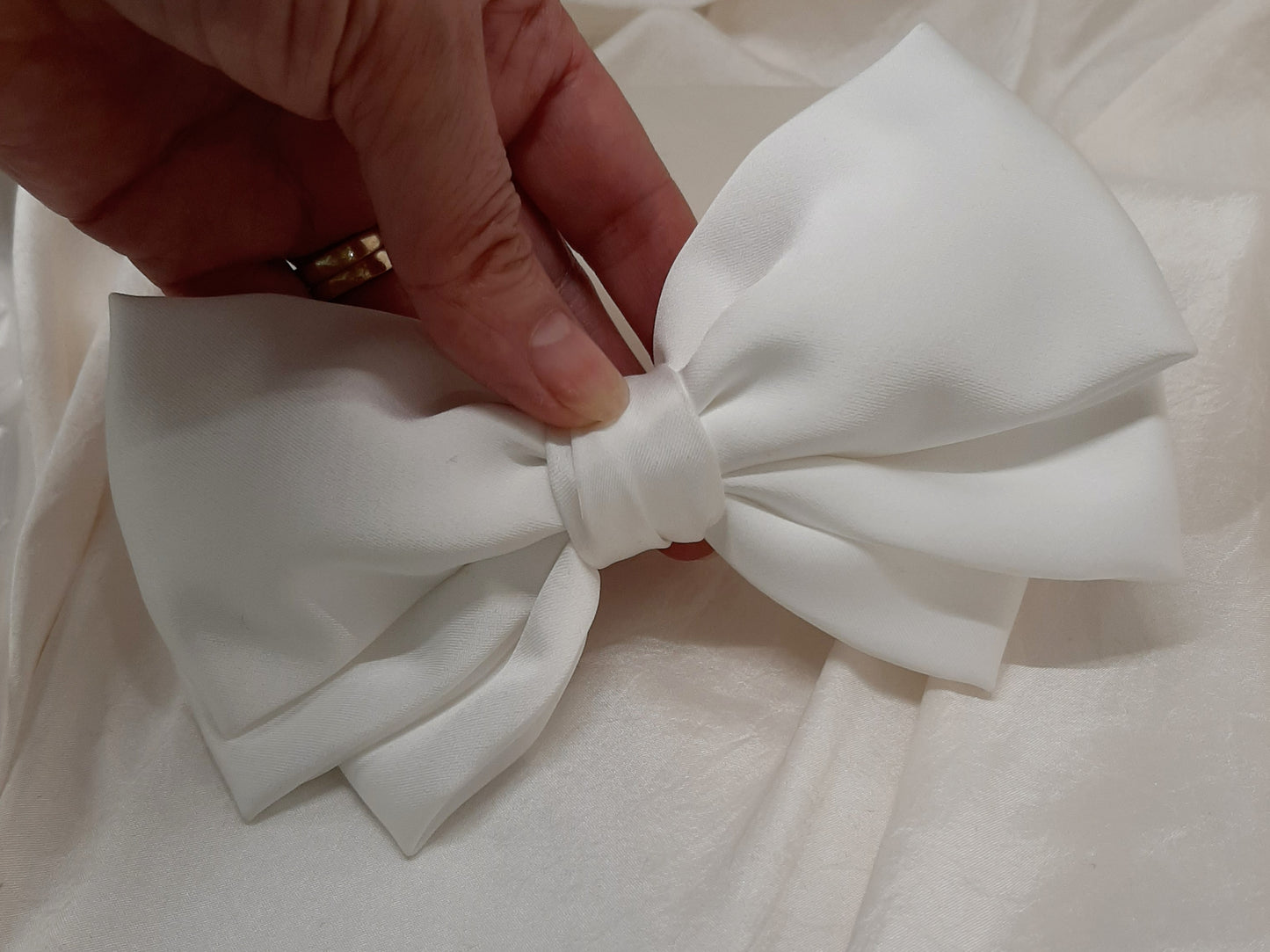 Micaela - silky bridal satin bow hair clip