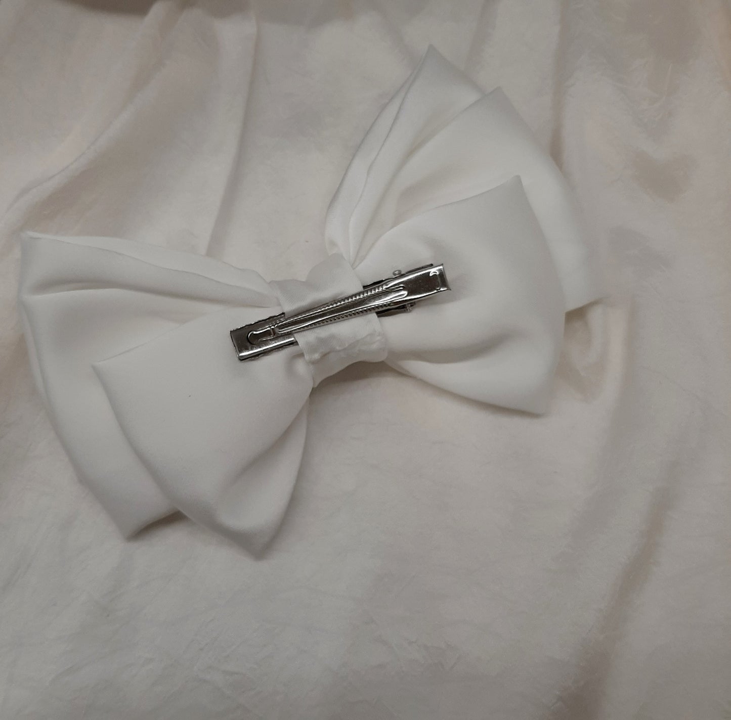 Micaela - silky bridal satin bow hair clip