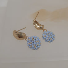 Load image into Gallery viewer, MILANI - tiny glass seed beads disc drop and gold tone droplet stud earrings