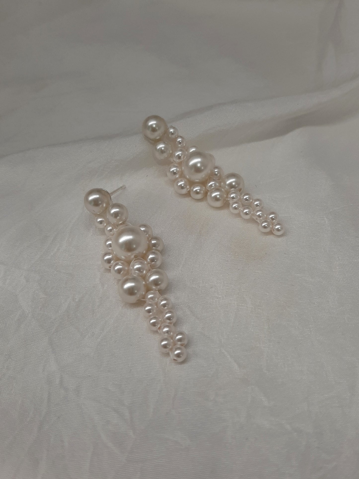 Mirabella - luscious pearls cascading drip bead stud earrings