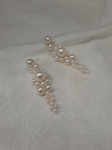 Mirabella - luscious pearls cascading drip bead stud earrings