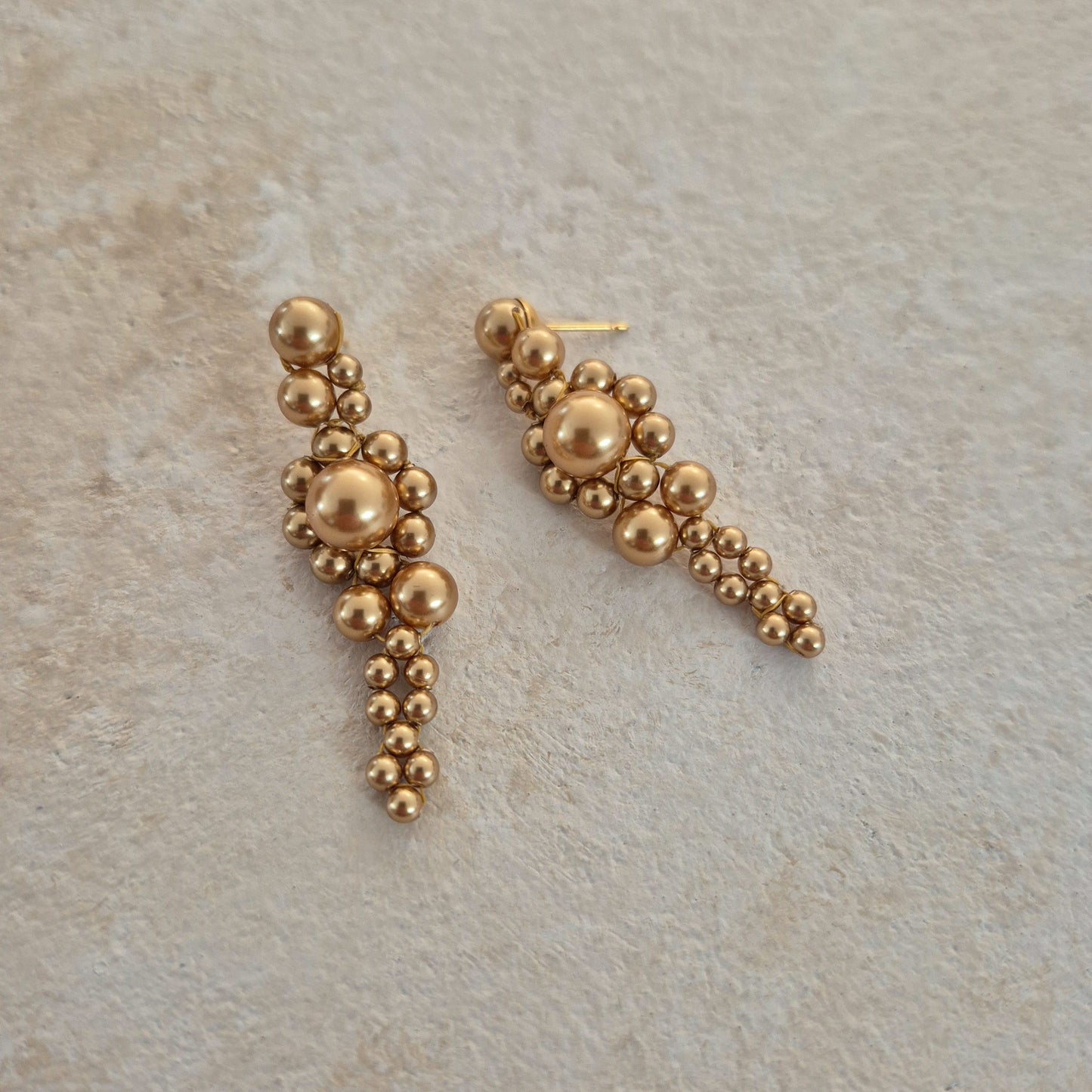 Mirabella - luscious pearls cascading drip bead stud earrings