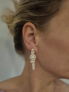 Mirabella - luscious pearls cascading drip bead stud earrings