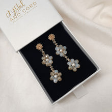 Load image into Gallery viewer, Morissa - hand beaded stud and opalite champagne glass beads flower shaped drop earrings