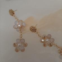 Load image into Gallery viewer, Morissa - hand beaded stud and opalite champagne glass beads flower shaped drop earrings