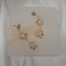 Load image into Gallery viewer, Morissa - hand beaded stud and opalite champagne glass beads flower shaped drop earrings