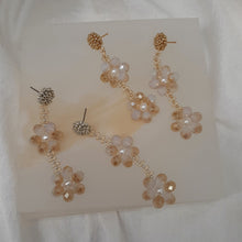 Load image into Gallery viewer, Morissa - hand beaded stud and opalite champagne glass beads flower shaped drop earrings