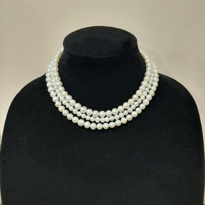 Nadia - natural freshwater pearls three strands necklace