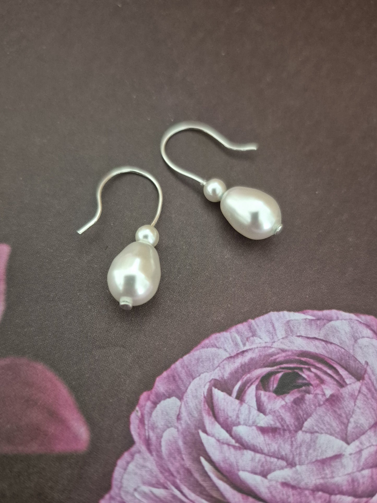 Alice - stud or earwire pearl drop earrings