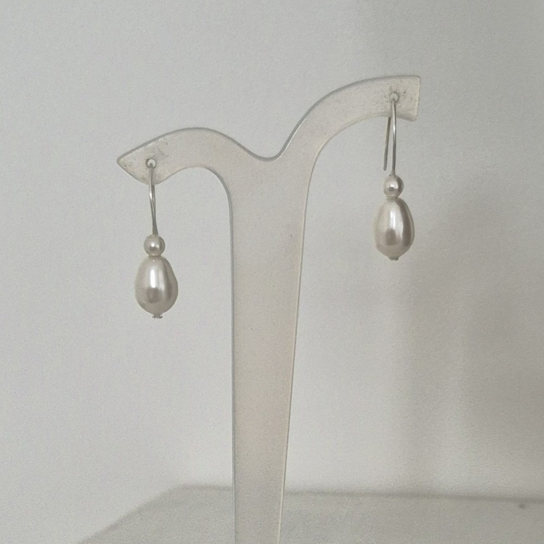 Alice - stud or earwire pearl drop earrings