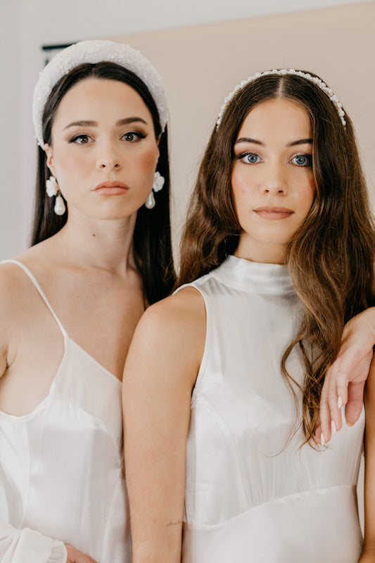 Liara - ivory lace and pearl embellished headband