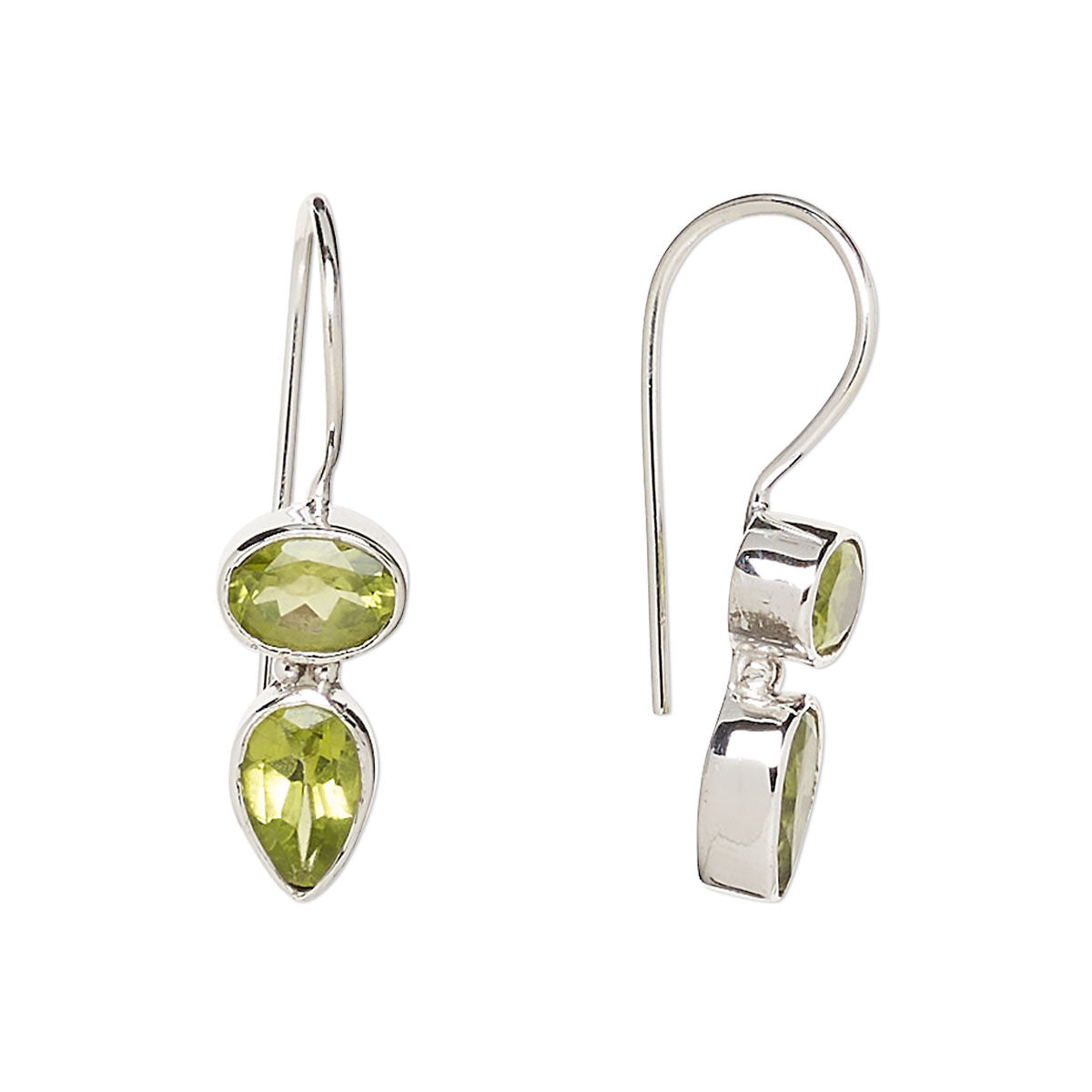 Perri - Peridot green natural gemstones and sterling silver drop earrings