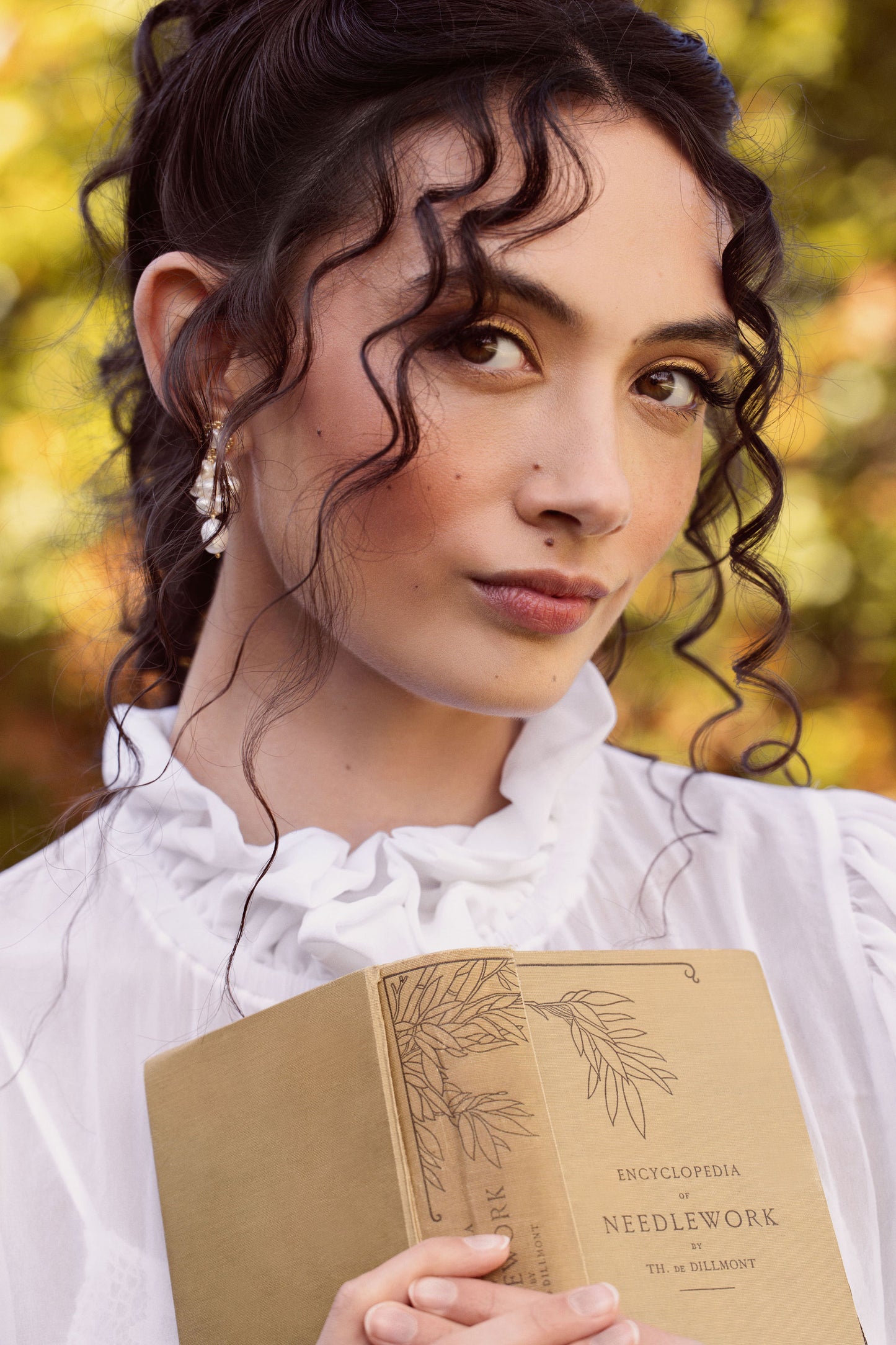 Lishara - hand beaded stud and freshwater pearl beads flower shaped drop earrings