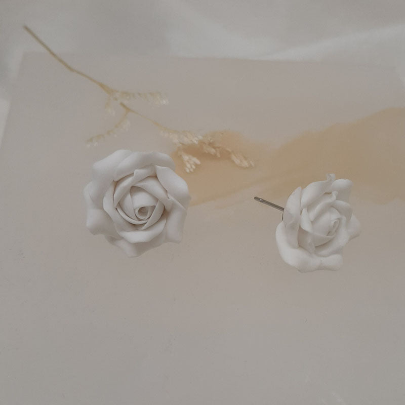 Rosie studs - handmade rose flower stud earrings