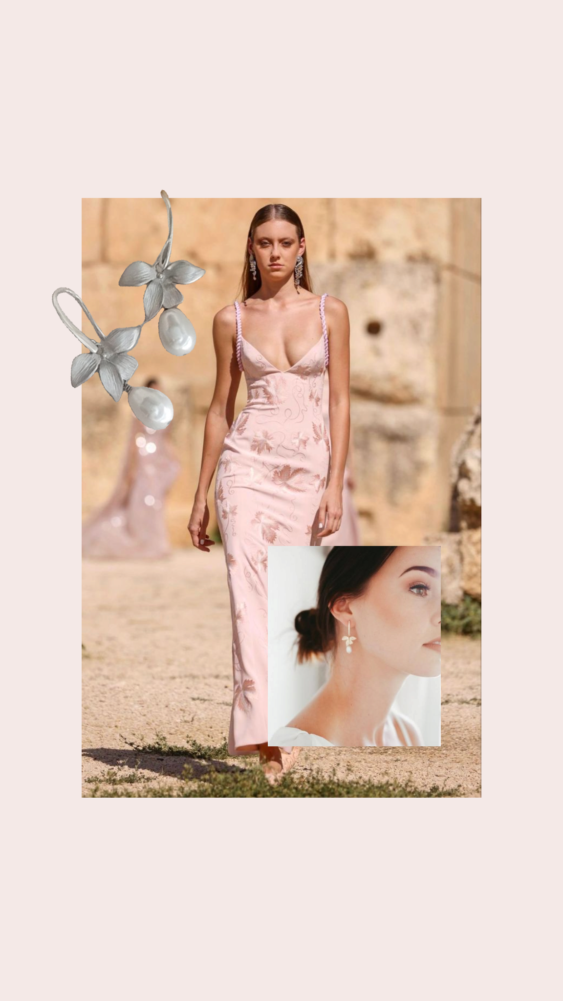 Sarah - freshwater pearls single orchid shaped flower drop earrings