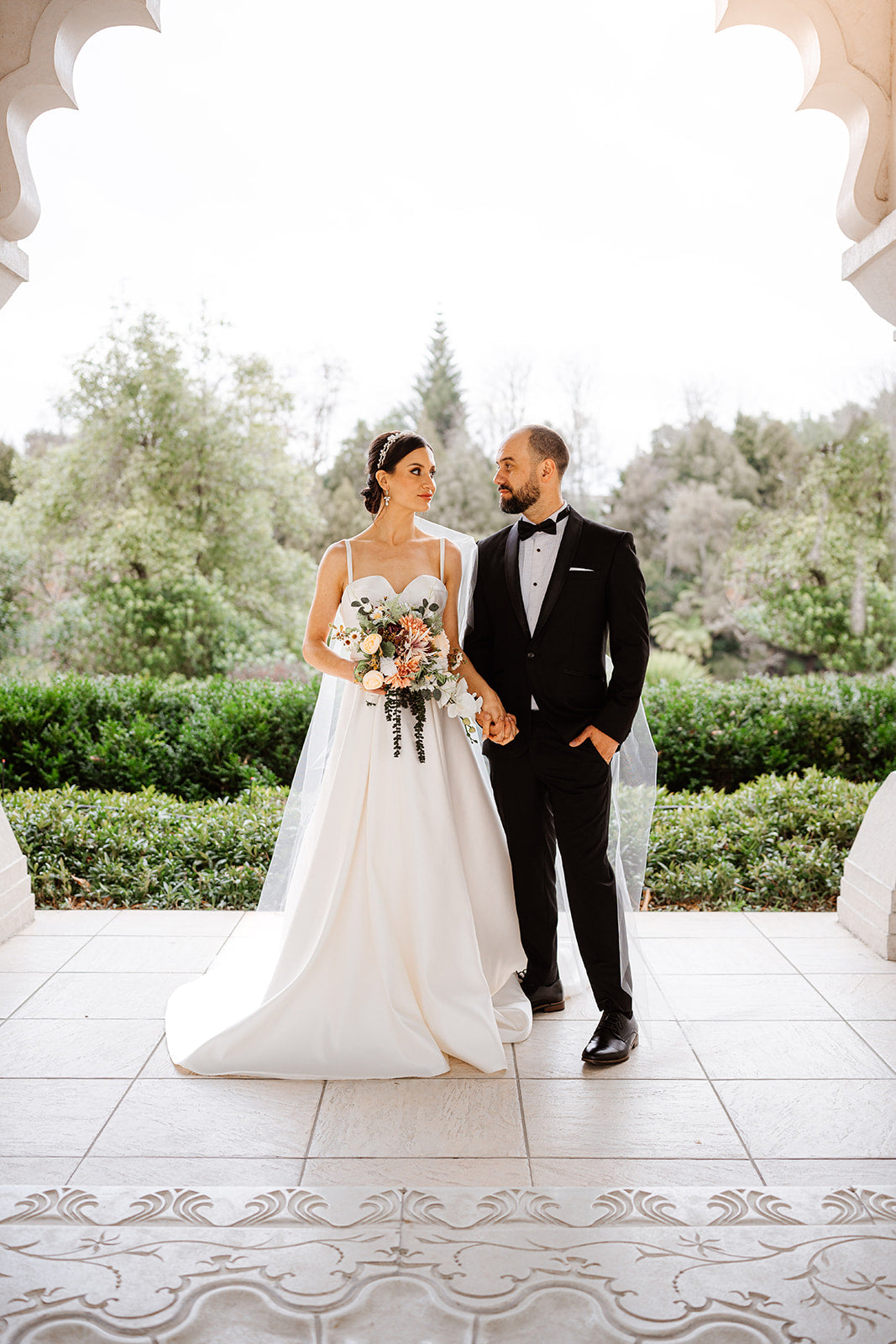 Sarah - freshwater pearls single orchid shaped flower drop earrings