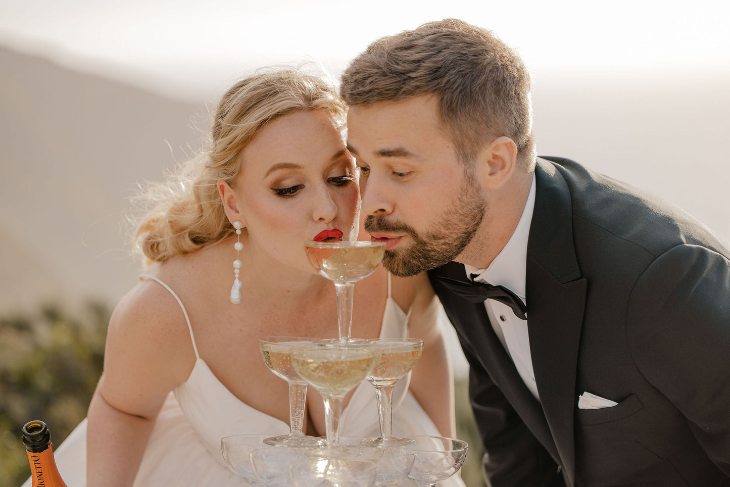 CONTESSA - glorious natural cultured freshwater pearls and sterling silver Boston chain thread cascading stud earrings