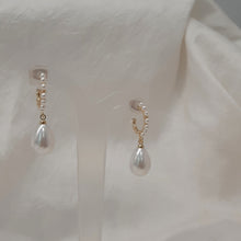 Load image into Gallery viewer, Taylor v2 - Ivory pearls partial hoop and pearl drop earrings
