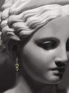 Perri - Peridot green natural gemstones and sterling silver drop earrings