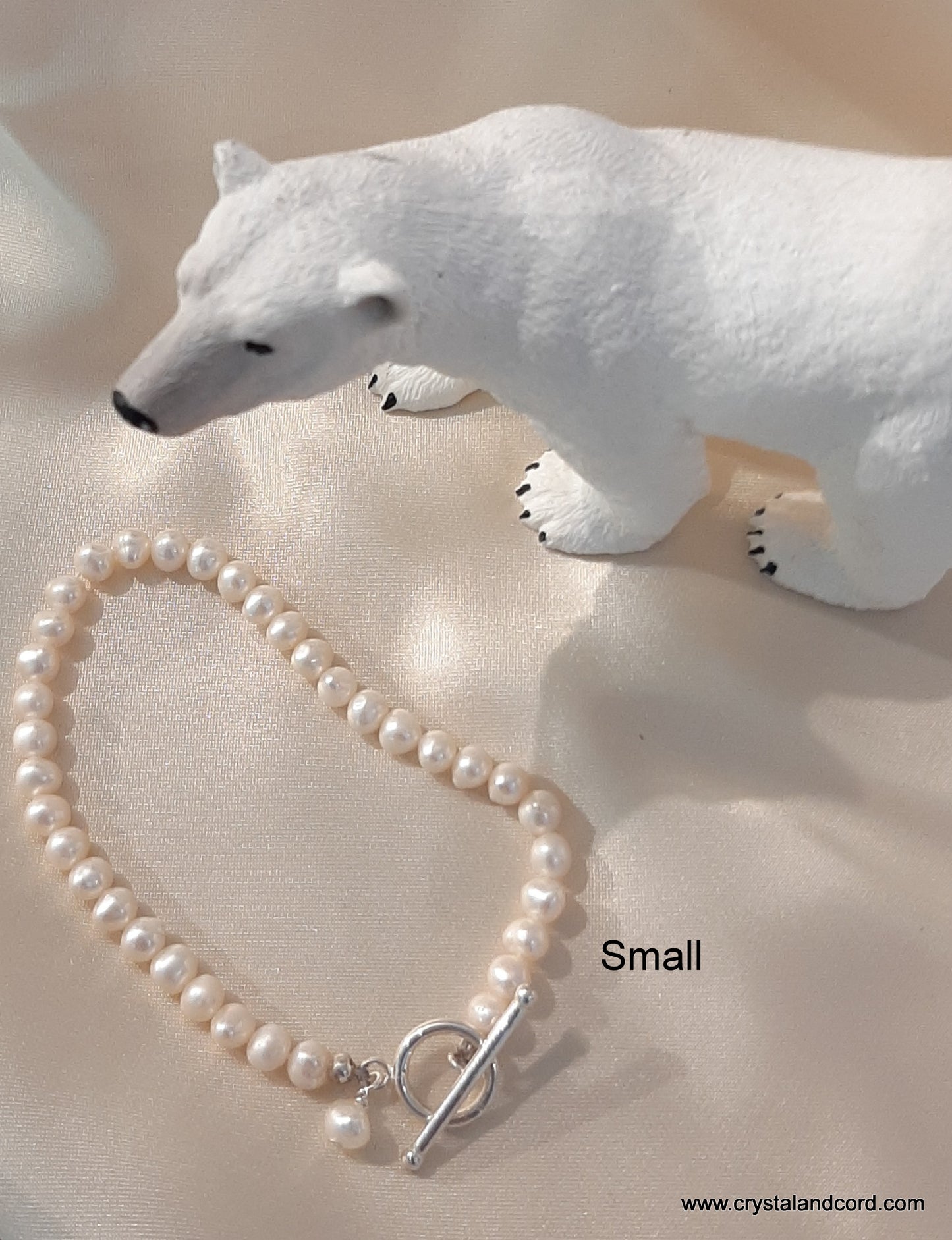 Esther - freshwater pearls sterling silver toggle clasp and bead charm bracelet