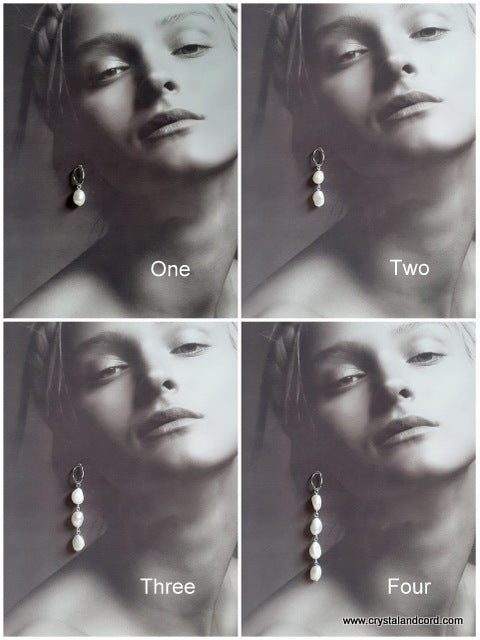 Traci - freshwater pearls cascading silver-tone oval hoop (medium) drop earrings