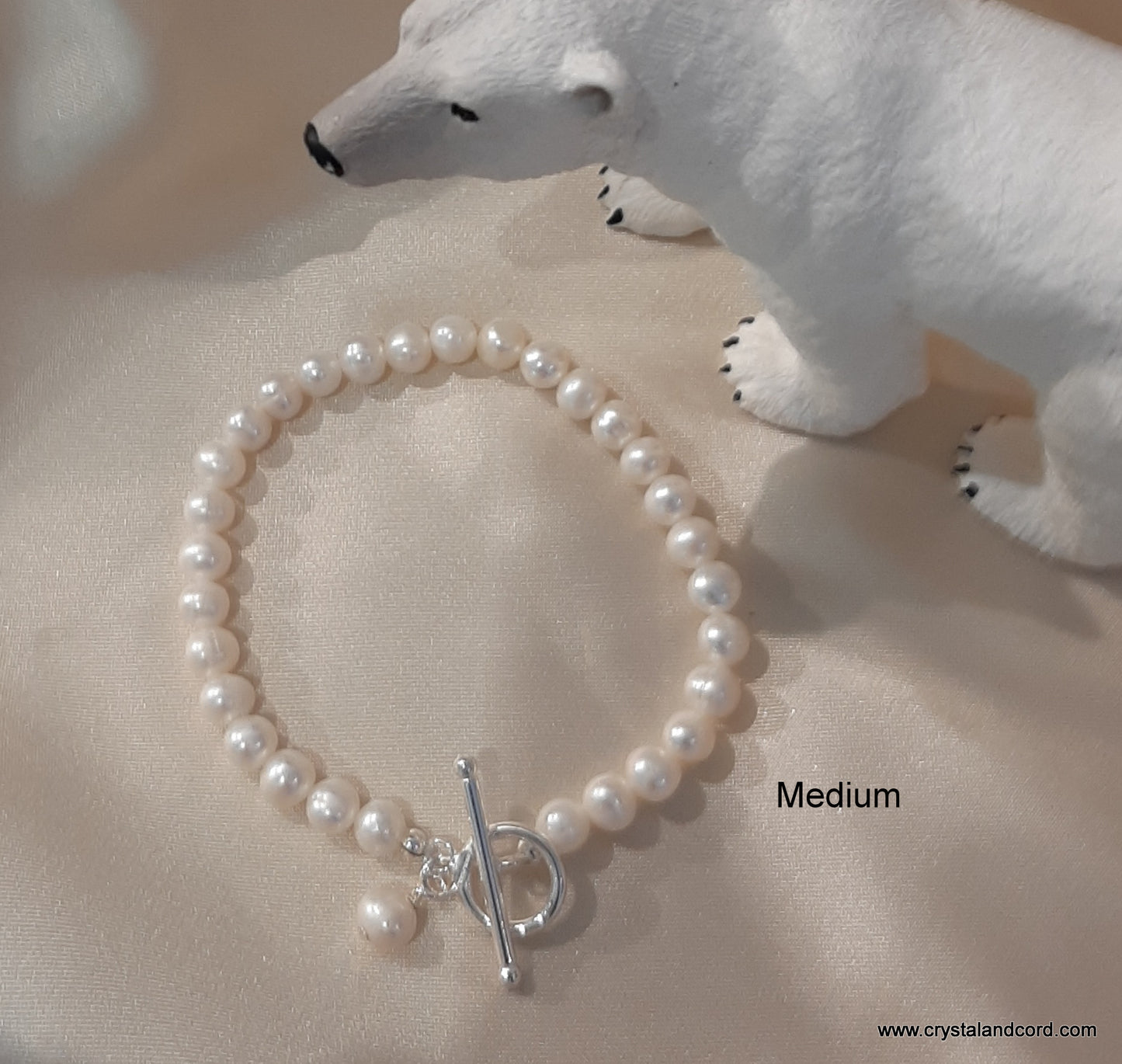 Esther - freshwater pearls sterling silver toggle clasp and bead charm bracelet