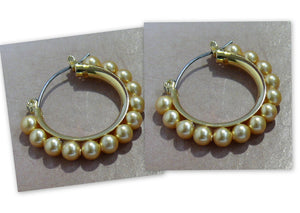 Swarovski crystal pearls 25mm gold-tone hoop earrings