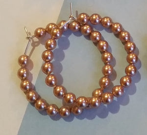 Swarovski crystal pearls sterling silver 34mm hoop earrings