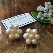 Load image into Gallery viewer, Freshwater pearls large flower shaped stud earrings