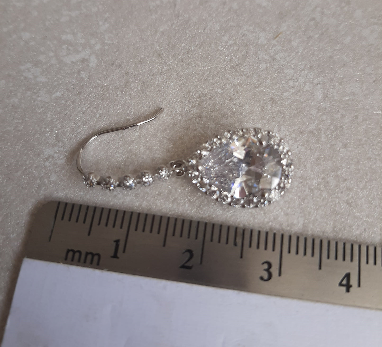 Cubic Zirconia crystal clear silver or gold tone drop earrings