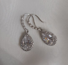 Load image into Gallery viewer, Cubic Zirconia crystal clear silver or gold tone drop earrings