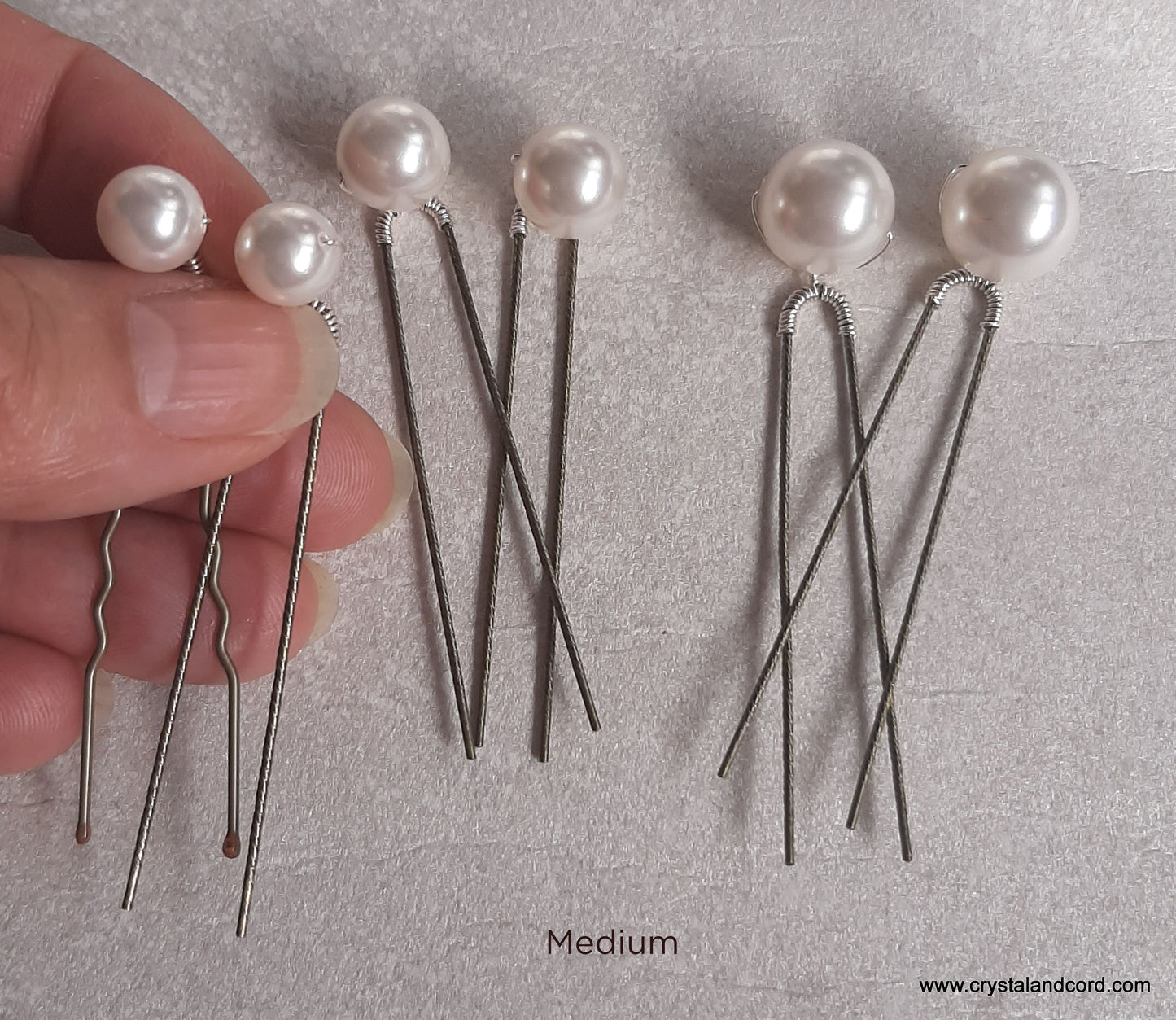 Bella - crystal pearls set of 6 hair pins