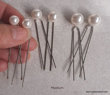 Load image into Gallery viewer, Bella - crystal pearls set of 6 hair pins