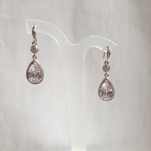 Load image into Gallery viewer, Gohar - Cubic Zirconia crystal clear silver-tone or gold-tone pear shaped drop earrings