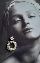 Load image into Gallery viewer, Freshwater pearls flower shaped stud and beaded hoop earrings