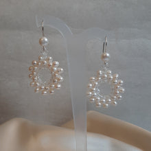 Load image into Gallery viewer, Pearls white cultured freshwater beaded hoop silver-tone earrings