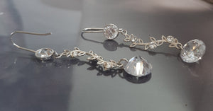 Ivy - Crystal clear Cubic Zirconia and sterling silver vine drop earrings
