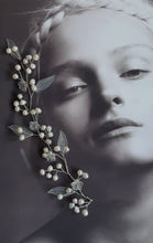 Load image into Gallery viewer, Charlotte  - freshwater pearls and frosted acrylic flowers and leaves hair vine x2 pieces