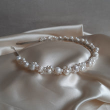 Load image into Gallery viewer, Lacey - freshwater pearls headband woven with silver or gold wires
