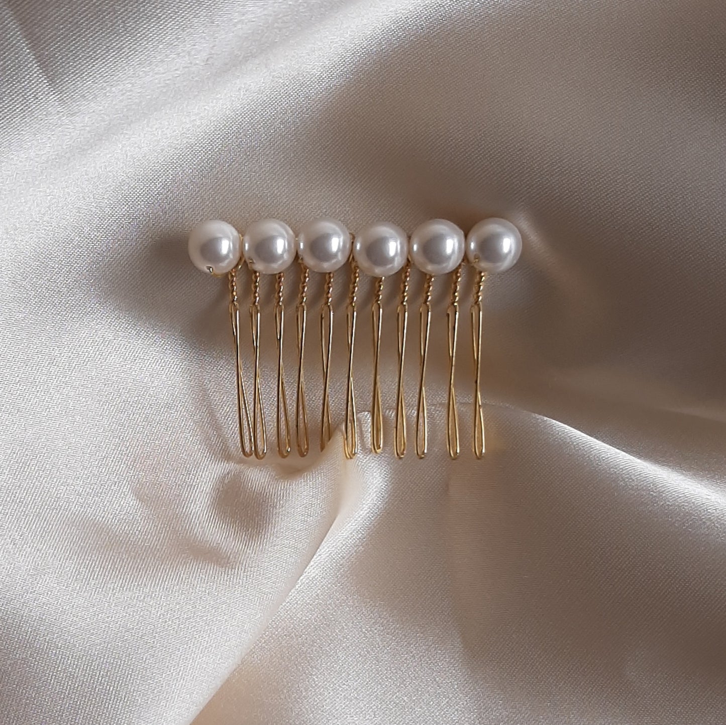 Cora - white Preciosa crystal or freshwater pearls beaded hair COMBS in silver or gold tones