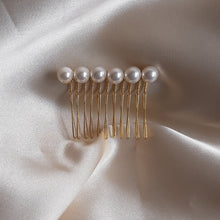 Load image into Gallery viewer, Cora - white Preciosa crystal or freshwater pearls beaded hair COMBS in silver or gold tones