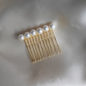 Cora - white Preciosa crystal or freshwater pearls beaded hair COMBS in silver or gold tones
