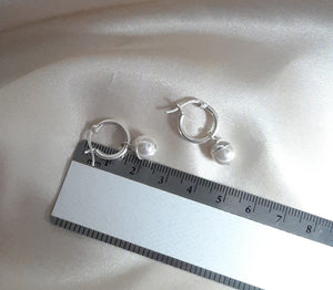 Sophie - crystal round pearl drop and sterling silver hoop earrings