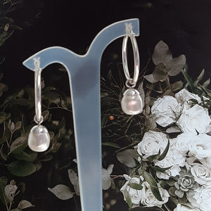 Megan - Swarovski crystal baroque pearl drop and 25mm sterling silver hoop earrings