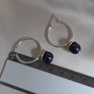 Sophie - crystal round pearl drop and sterling silver hoop earrings