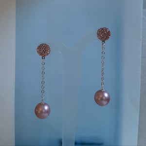 Teresa - Swarovski crystal pearl bead and sterling silver chain drop stud earrings