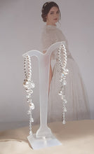 Load image into Gallery viewer, Dee - Swarovski crystal cascading pearls and 30mm sterling silver hoop earrings