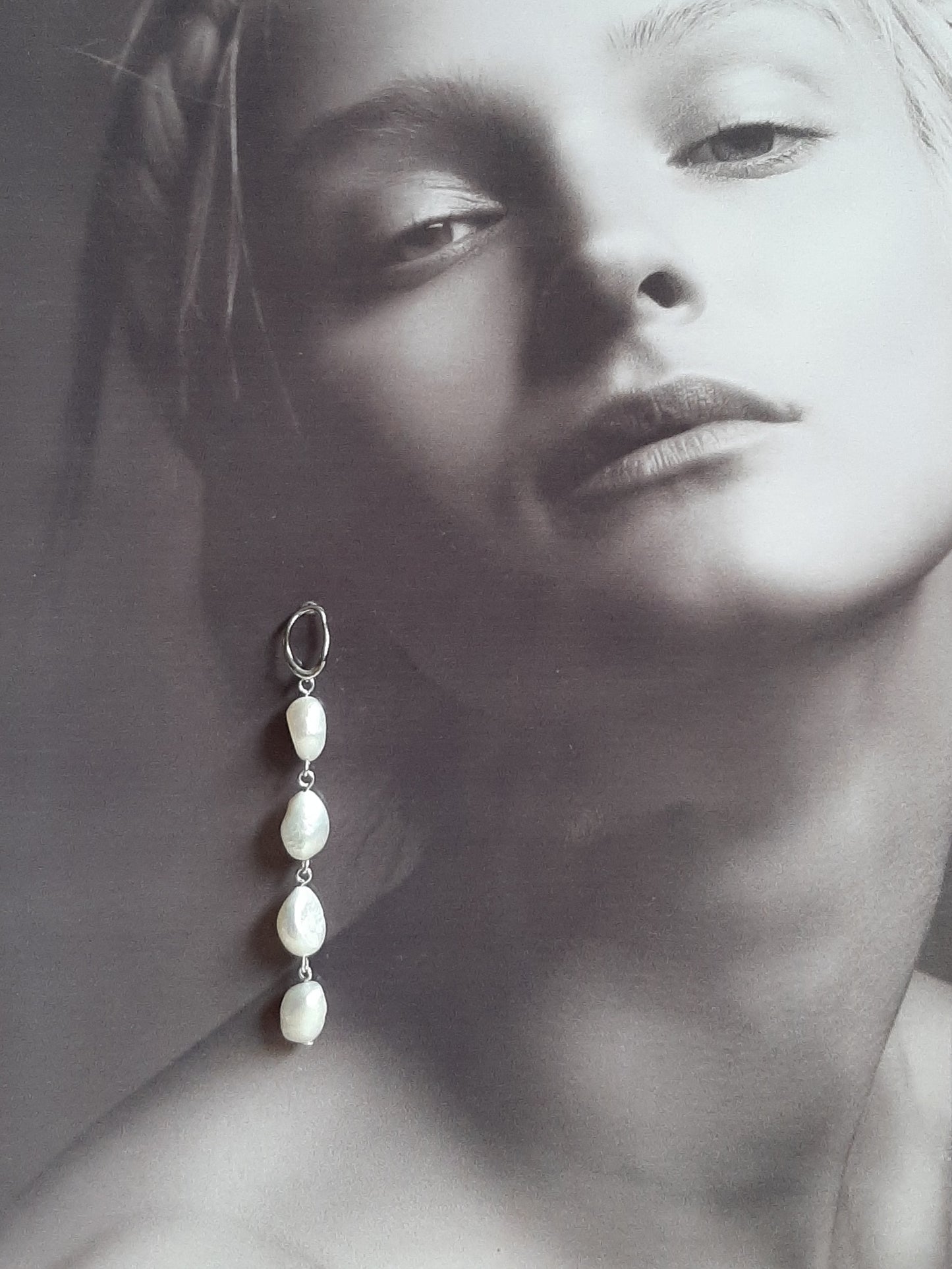 Traci - white cultured freshwater pearls, hoop earring SETS